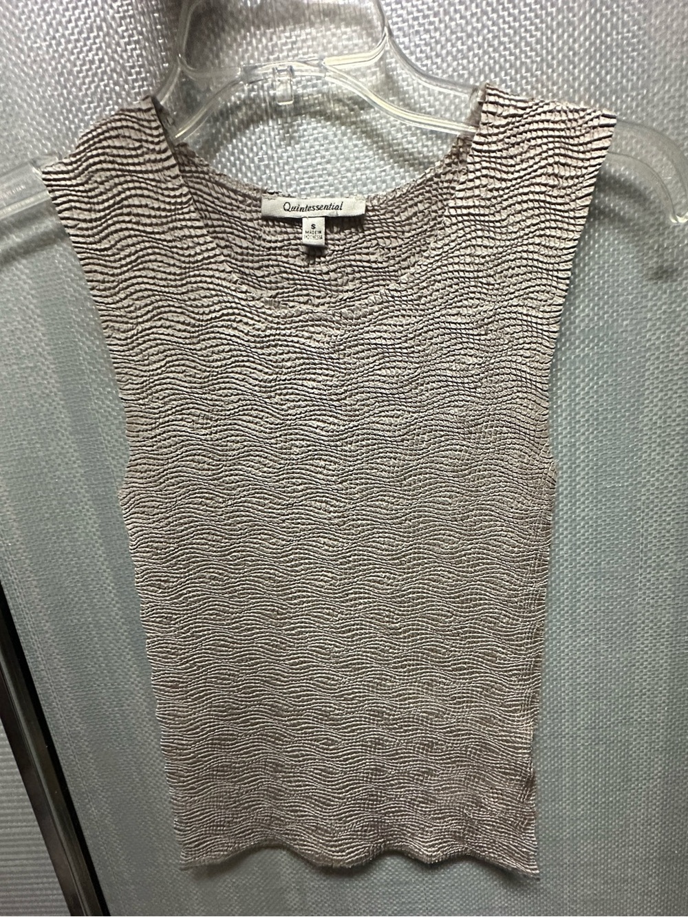 Quintessential Sleeveless Textured Knit Top in Taupe - small